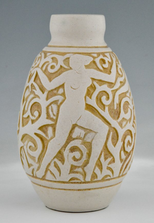 Art Deco Keramikvase mit Akten