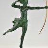 Art Deco sculptuur naakt met boog Diana