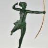 Art Deco sculptuur naakt met boog Diana