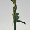 Art Deco sculptuur naakt met boog Diana