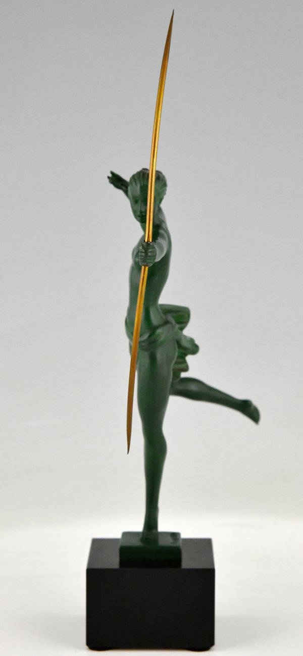 Art Deco sculpture nude with bow Diana