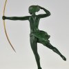 Art Deco sculptuur naakt met boog Diana