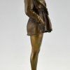 Art Deco erotic bronze nude in dressing gown. 