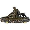 Charles Art Deco bronze lady and panther -