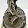Sculpture en bronze Art Déco femme et panthère