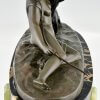 Art Deco bronzen sculptuur dame met panter