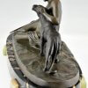 Art Deco bronze sculpture lady with panther