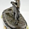 Art Deco Bronzeskulptur Frau mit Panther