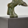 Faun Buchstützen aus Bronze im Art Déco Stil