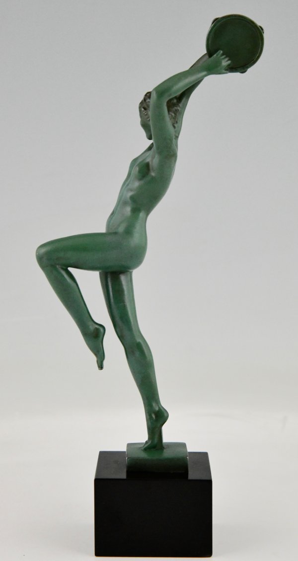 Art Deco sculpture nude with tambourine