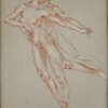 Art Nouveau gouache drawing of two nude dancers 