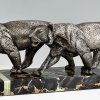 Art Deco sculpture of two panthers.
