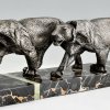 Art Deco sculpture of two panthers.