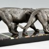 Art Deco sculpture of two panthers.