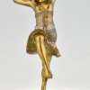 Art Deco bronzen sculptuur van een danseres