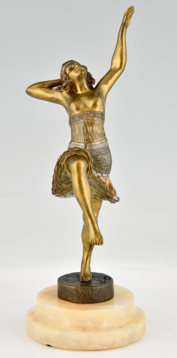 Art Deco bronzen sculptuur van een danseres