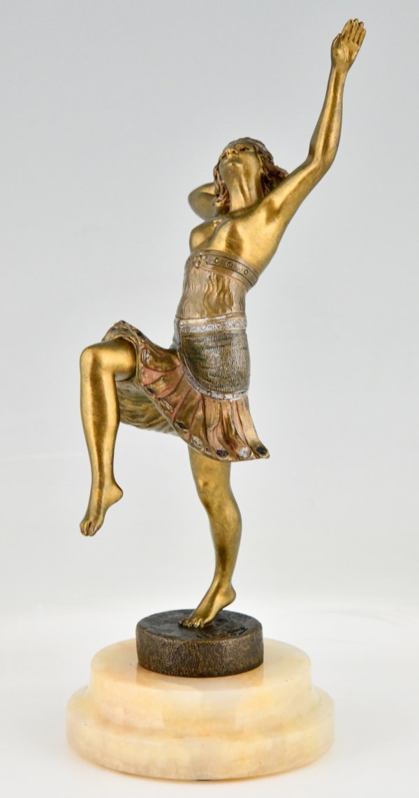 Art Deco bronzen sculptuur van een danseres