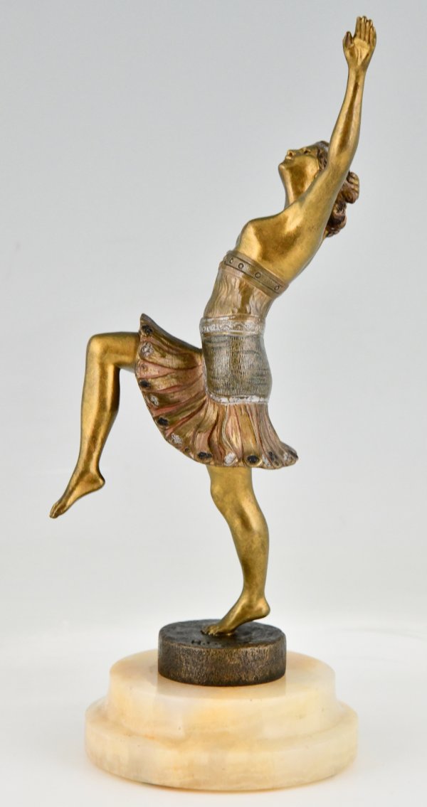 Art Deco bronzen sculptuur van een danseres