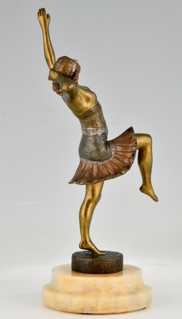 Art Deco bronzen sculptuur van een danseres