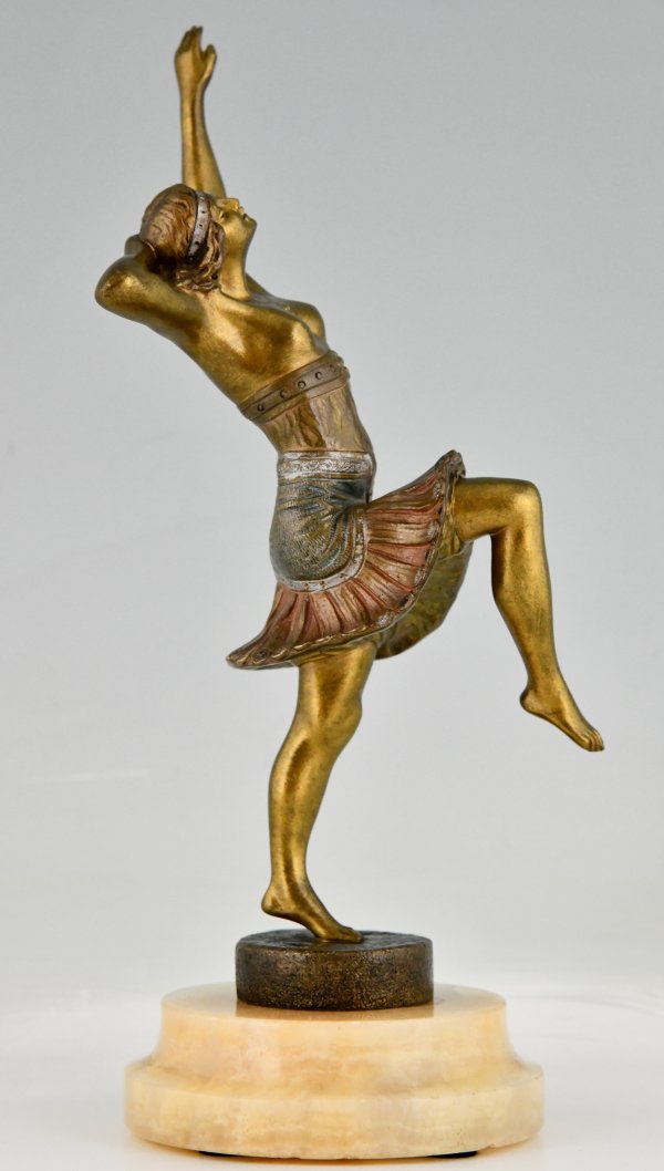 Art Deco bronzen sculptuur van een danseres