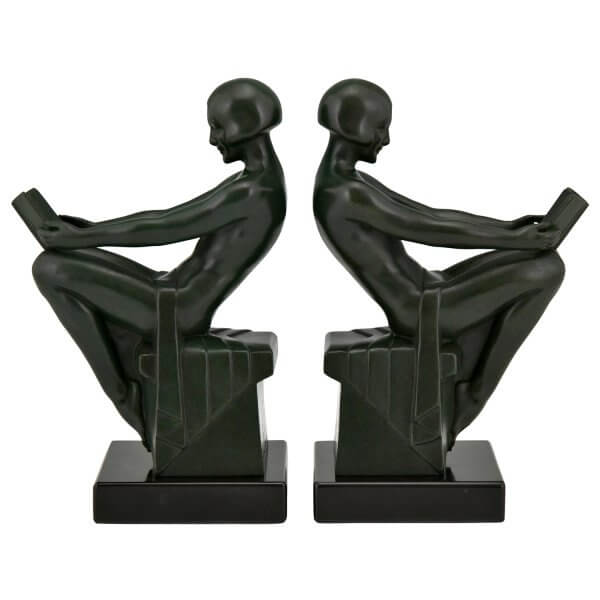 Art Deco bookends nudes Max Le Verrier