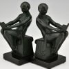 Art Deco bookends with reading nudes Delassement