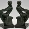 Art Deco bookends with reading nudes Delassement