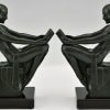 Art Deco bookends with reading nudes Delassement