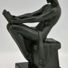 Art Deco bookends with reading nudes Delassement