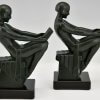 Art Deco bookends with reading nudes Delassement