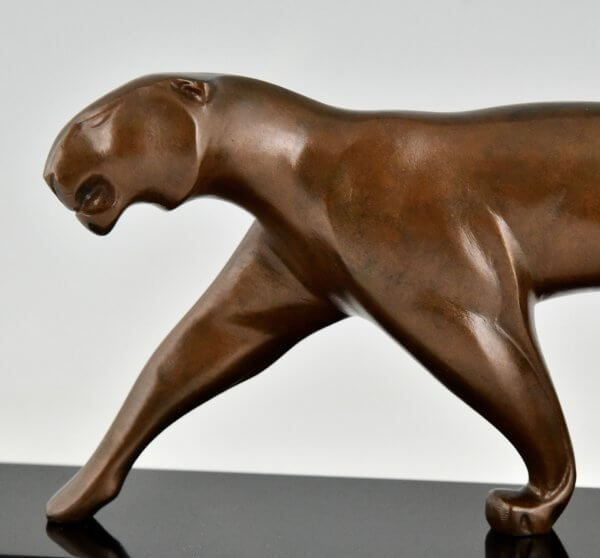 Art Deco bronzen panter sculptuur