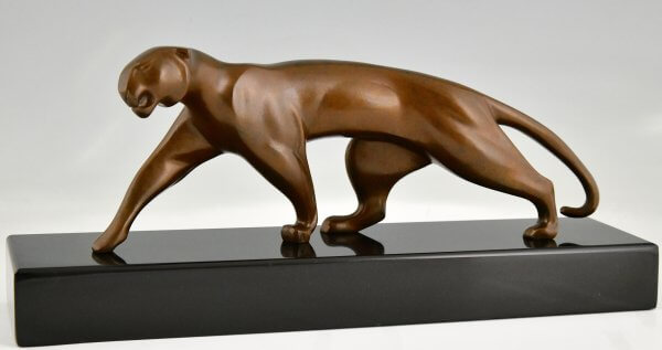 Art Deco bronzen panter sculptuur