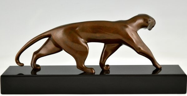 Art Deco Bronze Panther Skulptur