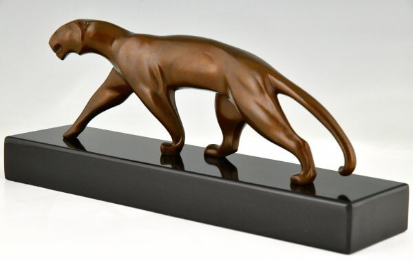 Art Deco Bronze Panther Skulptur