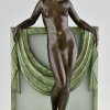  Art Deco style lamp sculpture nude with scarf SERENITE