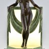  Art Deco style lamp sculpture nude with scarf SERENITE