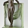  Art Deco style lamp sculpture nude with scarf SERENITE