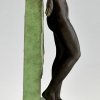  Art Deco lamp sculpture nude with scarf SERENITE