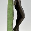  Art Deco style lamp sculpture nude with scarf SERENITE