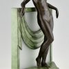  Art Deco style lamp sculpture nude with scarf SERENITE