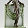  Art Deco style lamp sculpture nude with scarf SERENITE