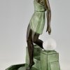 Art Deco style lamp NAUSICAA lady at a fountain