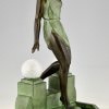 Art Deco style lamp NAUSICAA lady at a fountain