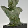 Art Deco bronze sculpture bust of aviator Jean Mermoz