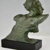 Art Deco bronzen sculptuur buste piloot Jean Mermoz