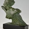 Art Deco bronzen sculptuur buste piloot Jean Mermoz