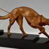 Art Deco bronze sculpture lady with greyhound dog.