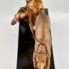 Art Deco bronzen sculptuur dame met windhond