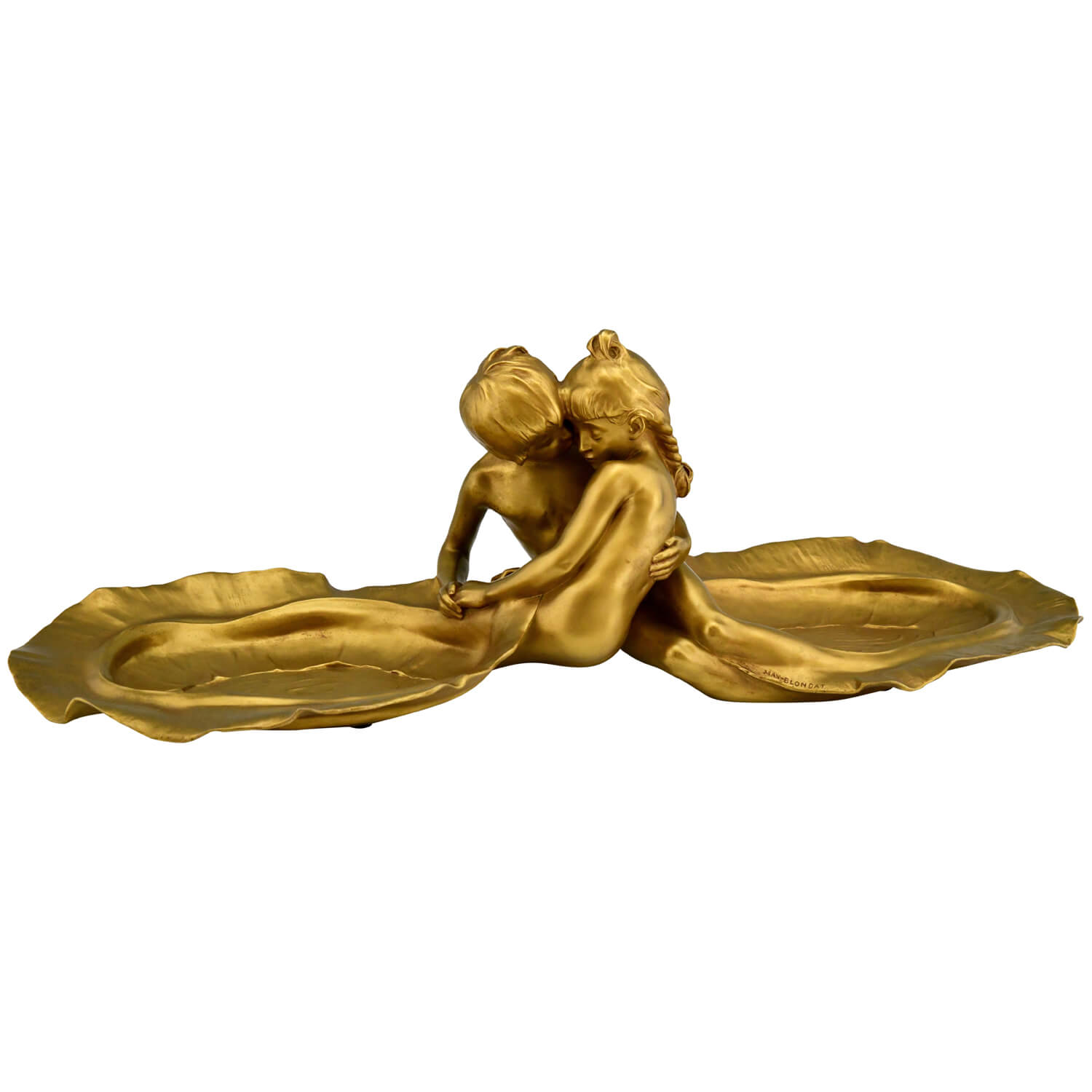 Blondat Art Nouveau bronze tray nude couple - 2