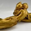 Art Nouveau bronzen schaal met kussend paar